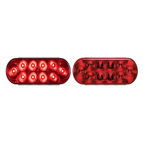 Optronics STL-72RB 6 Inch Oval Red Sealed LED Stop/Turn/Tail Light - 10 Diode